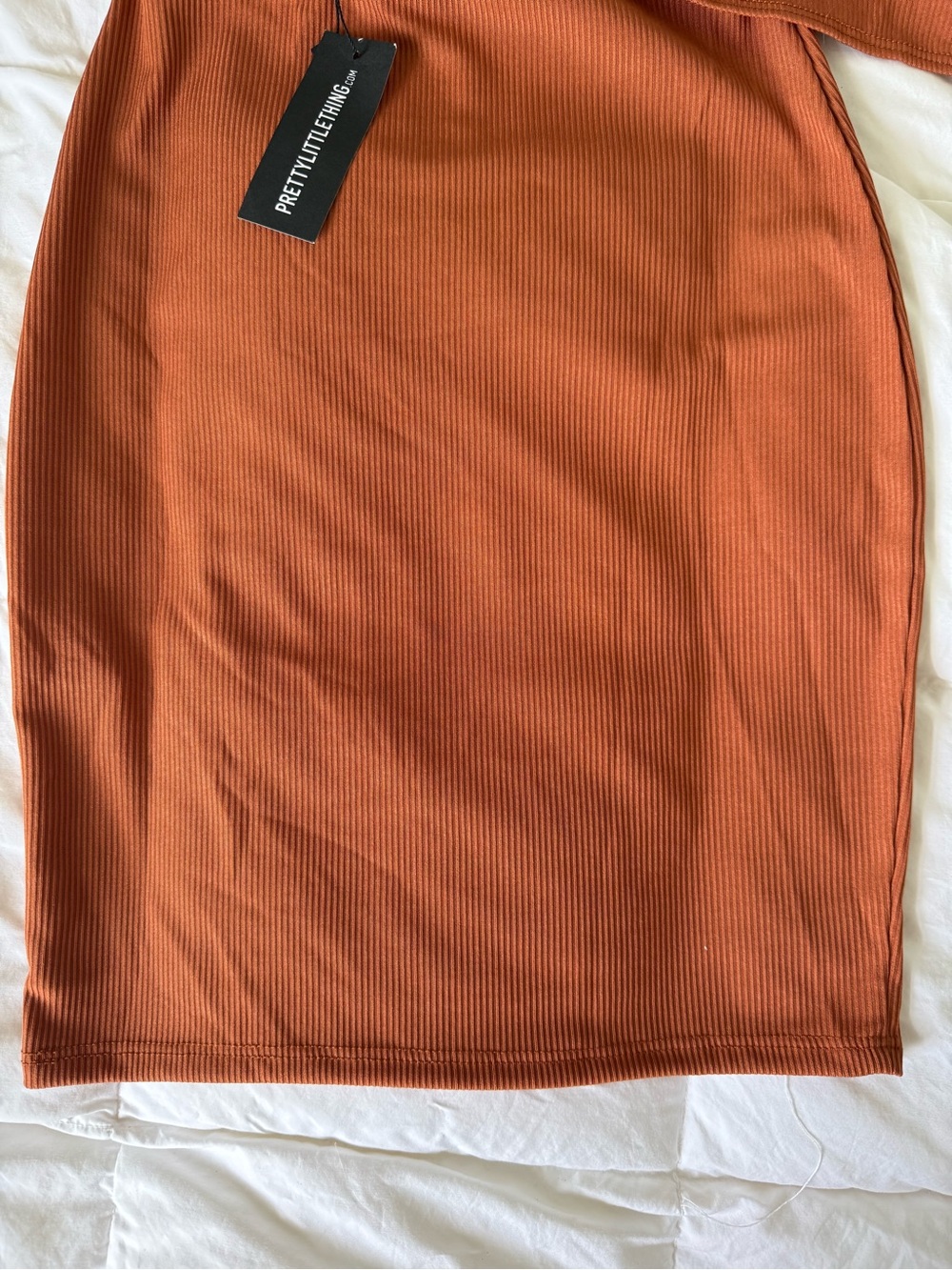 PLT Ribbed Halter Bodycon Dress - Rust Orange Size 4 - Picture 8 of 8